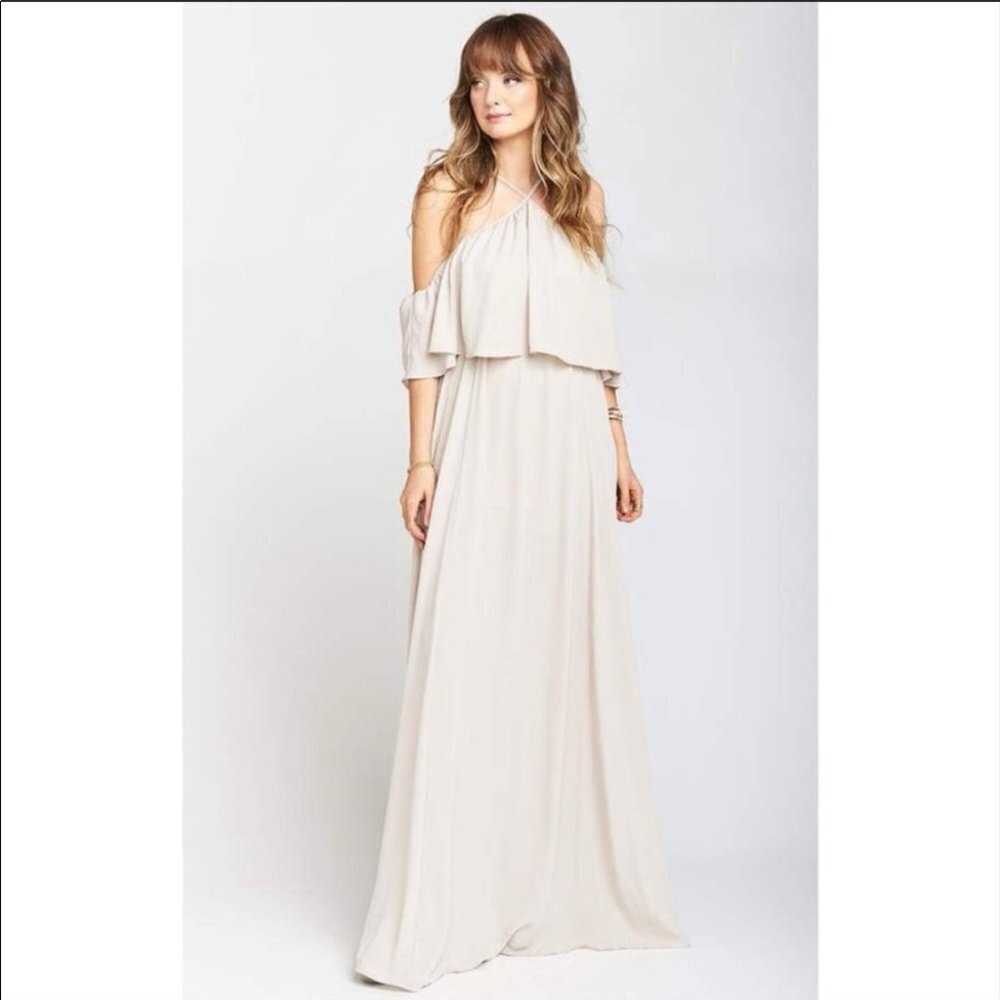 SMYM Rebecca Ruffle Maxi Dress Cream Sz S